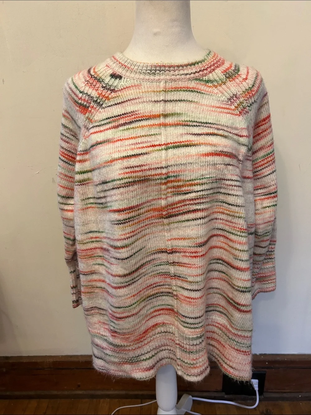 Lou & Grey Cozy Multicolor Striped Crewneck Sweater - White Base Size XS/S EUC